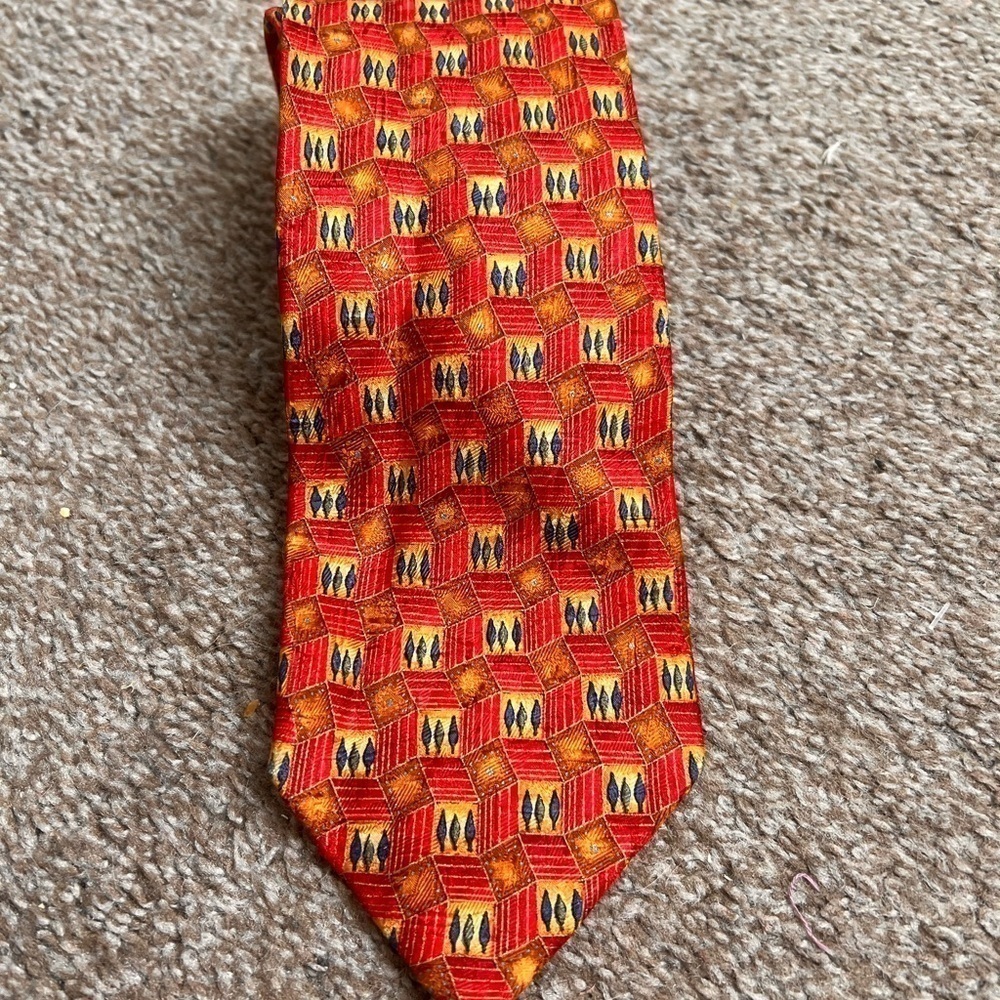Ermenegildo Zegna 100% Silk Tie Made In Italy Floral Leaves 3.5” Wide 59” Long